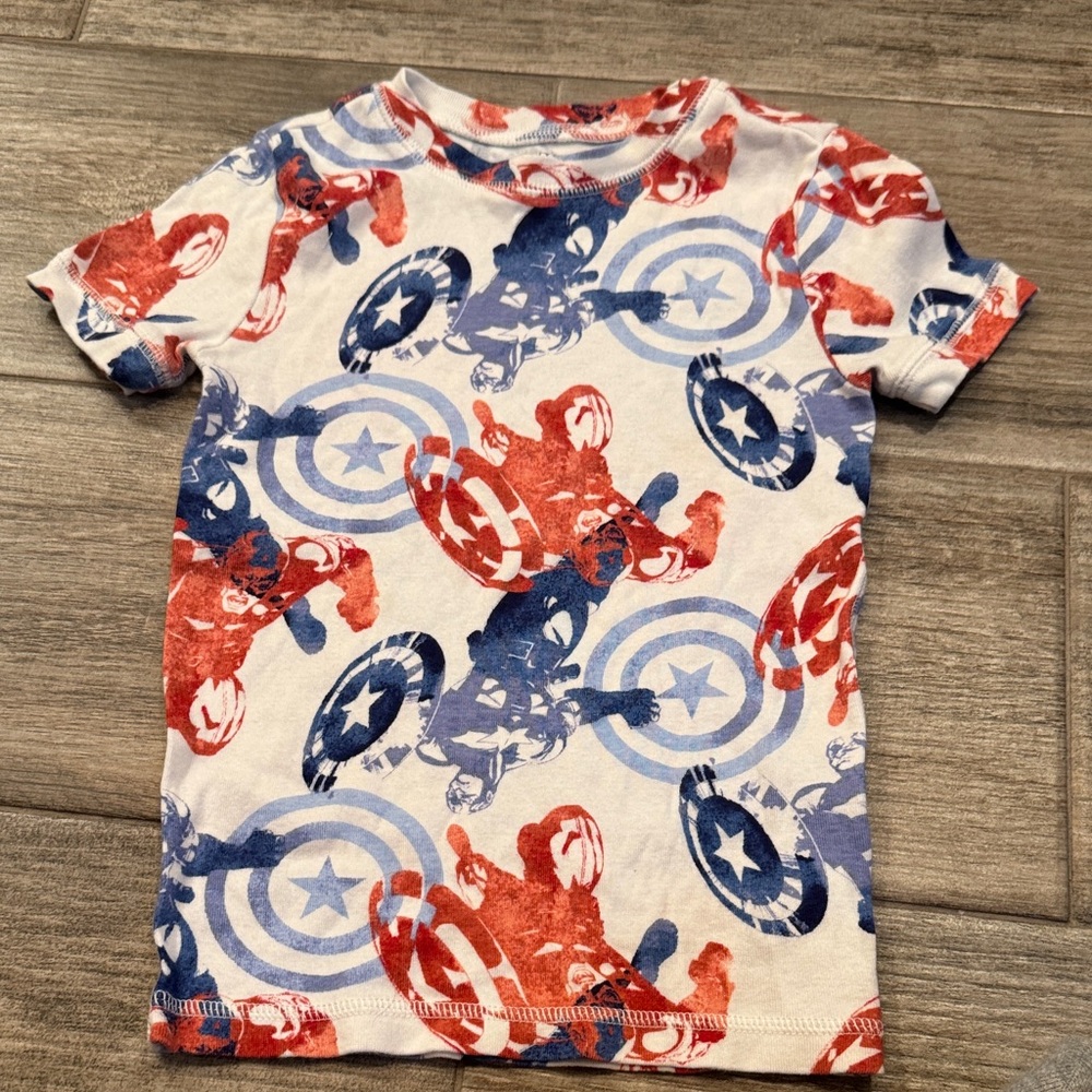 GAP Kids Red and Blue Hero Print Pajama Top
